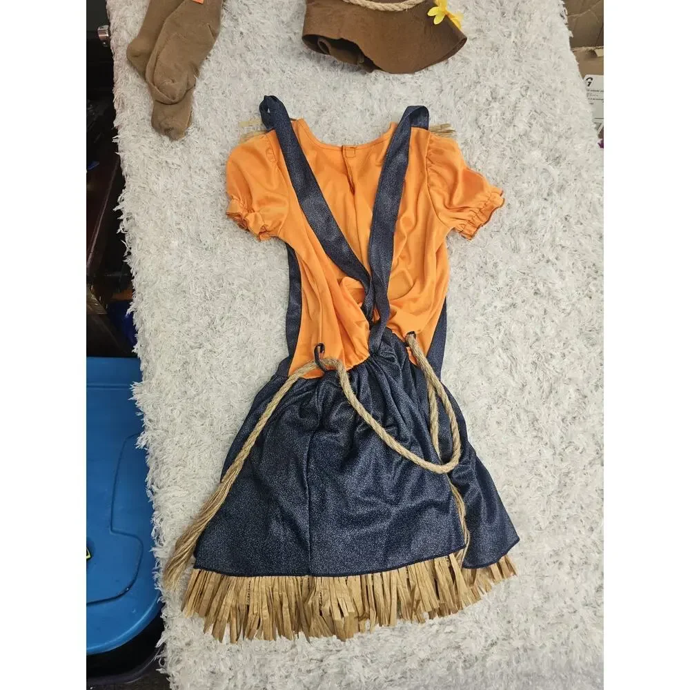 Girls L 10-12 Pumpkin Patchwork Dress Fall Festival Scarecrow Halloween Costume